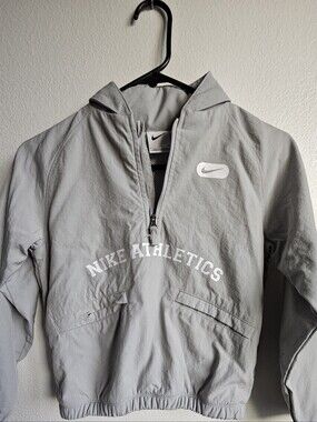 Nike Kids' Light Gray Half-Zip Windbreaker Jacket